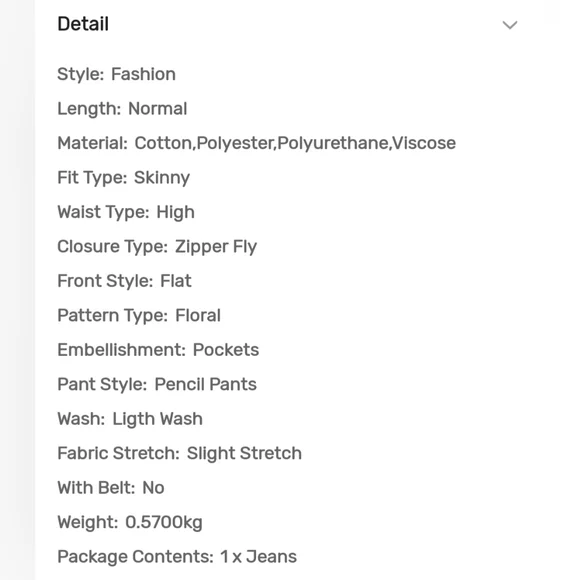 Plus Size 18 Women's Light Wash Floral Side Skinny Jeans Women's 2X New 18 - Picture 12 of 15